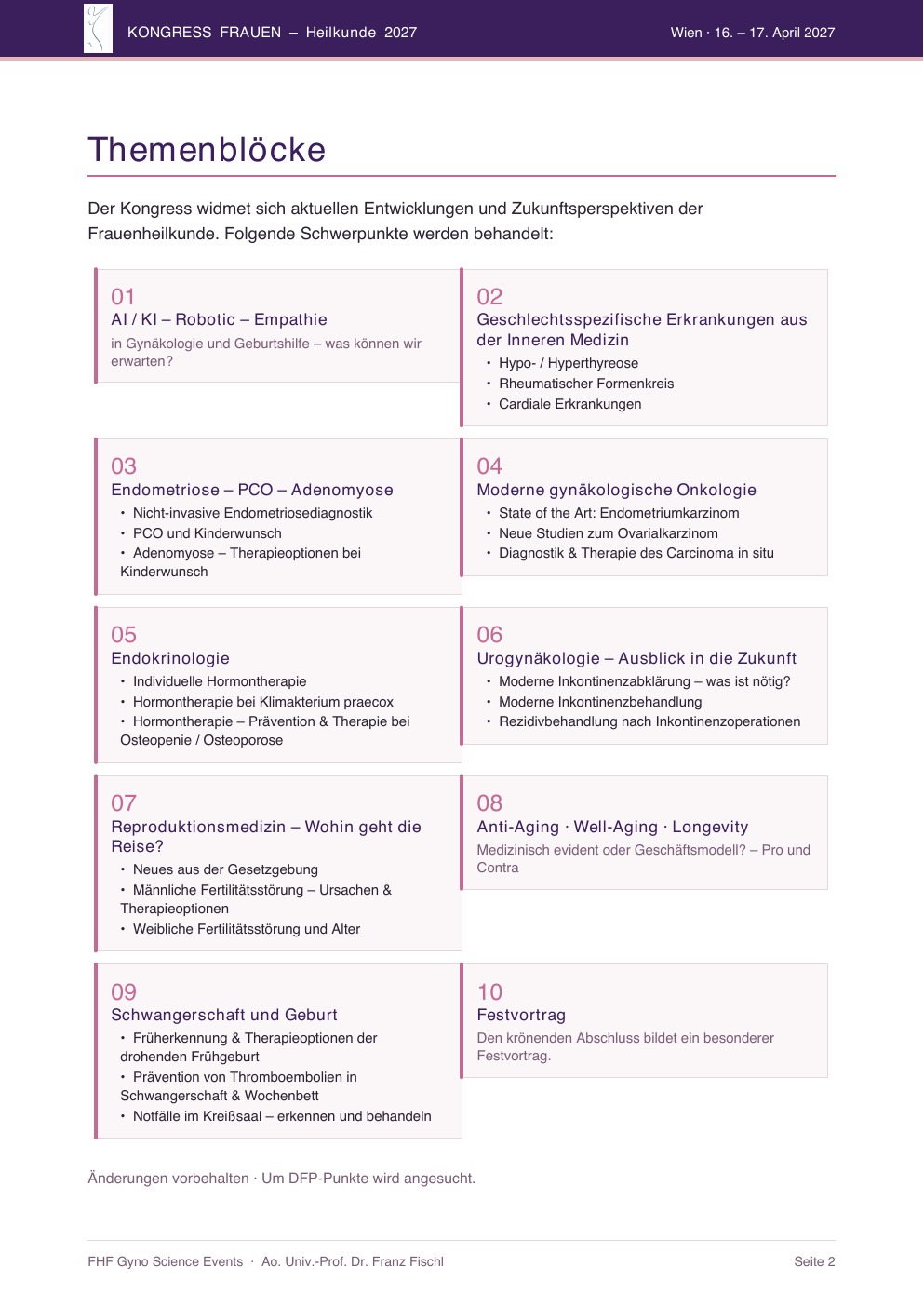 Programm zum Kongress 2027, Seite 2